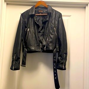 Women’s size L Moto/bomber faux leather jacket - Sandy in Grease costume!